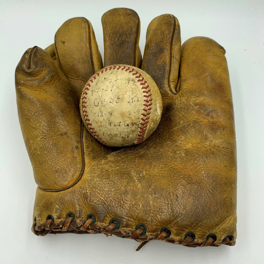 1937 Billy Jurges Signed Game Used Baseball with Glove JSA COA (1 of 10)