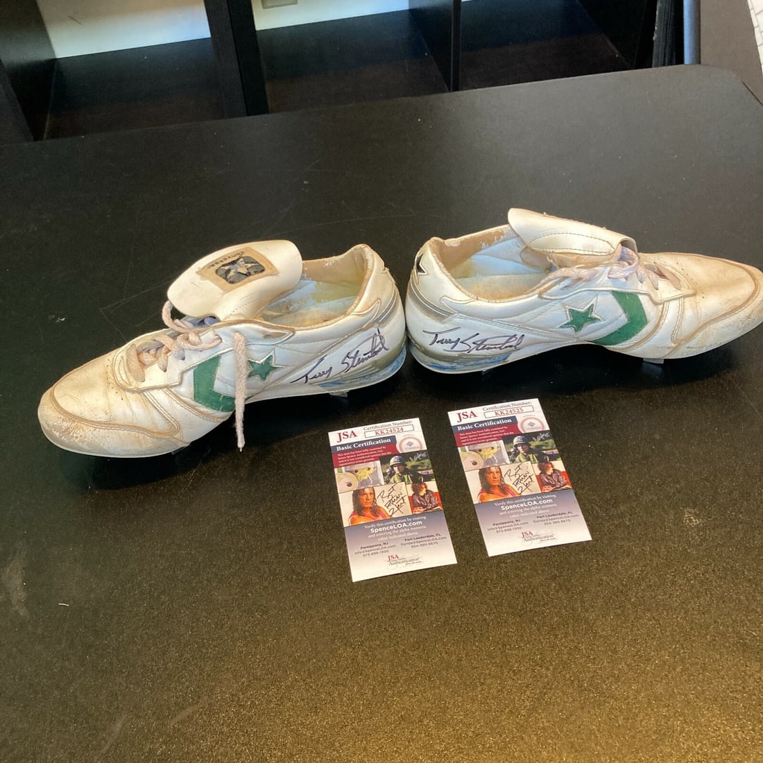 1980s Terry Steinbach Signed Game Used Cleats JSA Authenticated 2 Sigs (1 of 9)
