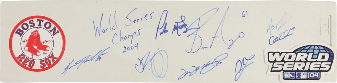 2004 Boston Red Sox Signed Pitching Rubber 8 Signatures PSA Authenticated: 2004 Boston Red Sox Signed Pitching Rubber 8 Signatures PSA Authenticated Celebrate the historic 2004 Boston Red Sox World Series Championship with this unique commemorative pitching rubber, signed by