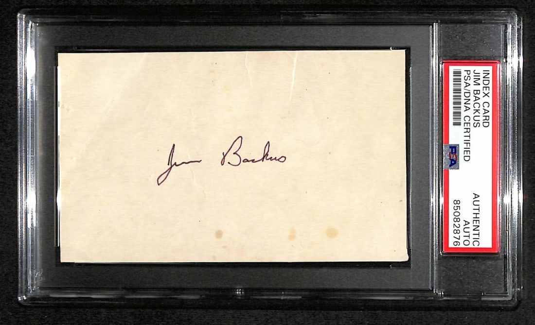 Jim Backus Signed Index Card from Gilligan's Island PSA/DNA: Jim Backus Signed Index Card from Gilligan's Island PSA/DNA This item features a Jim Backus signed 3x5 index card, famously known for his role as Howell in "Gilligan's Island." The card is authenticat