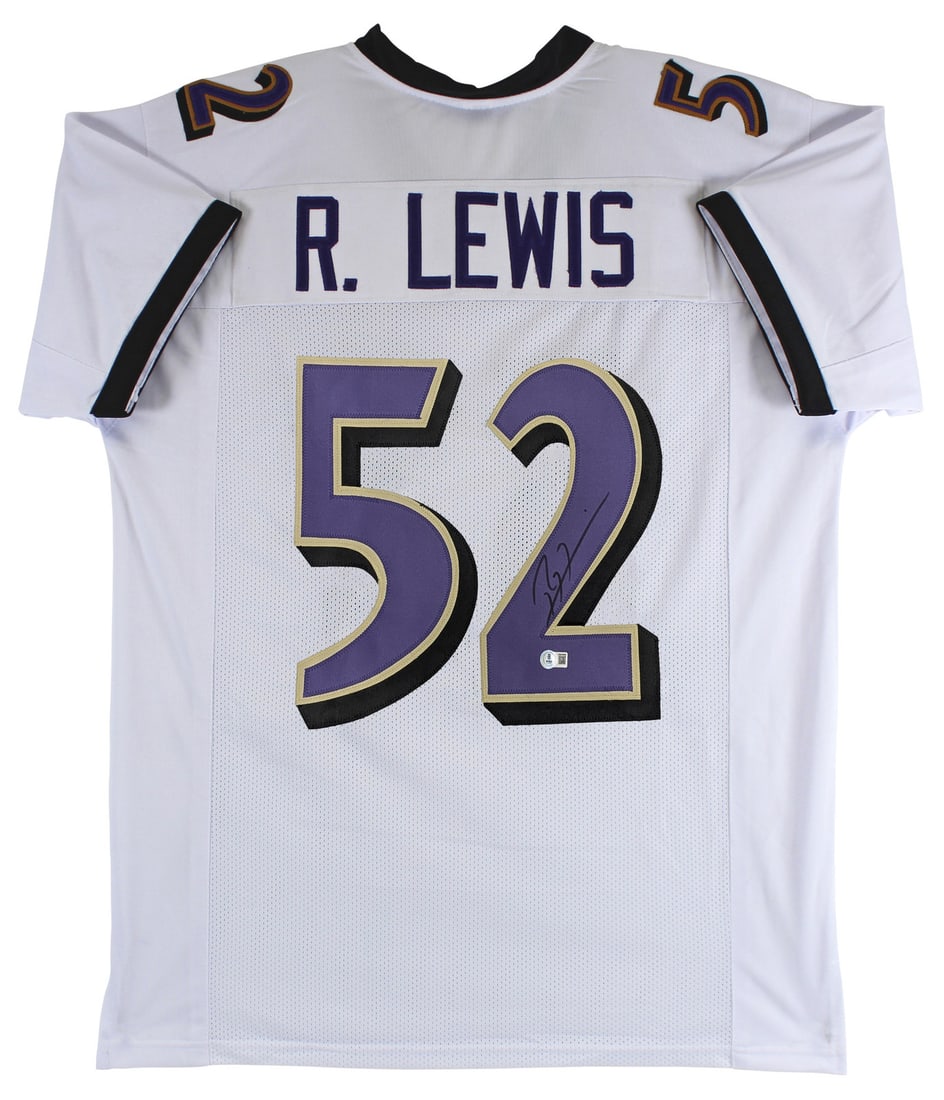 Ray Lewis Signed White Pro Style Jersey BAS Witnessed Baltimore Ravens: Ray Lewis Signed White Pro Style Jersey BAS Witnessed Baltimore Ravens Celebrate the legacy of Ray Lewis with this authentic, autographed white pro style jersey from the Baltimore Ravens. Personally s
