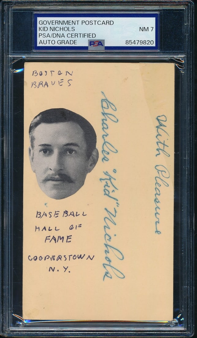 Kid Nichols HOF Signed 1950 Postcard PSA/DNA NM 7 (1 of 2)