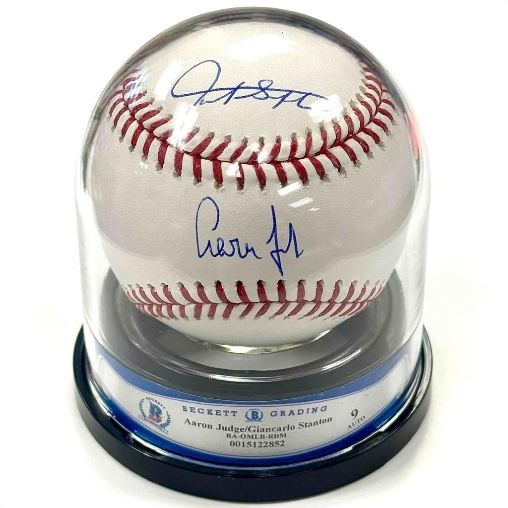 Giancarlo Stanton Aaron Judge Signed Baseball MLB Holo BAS 9 Auto (1 of 4)