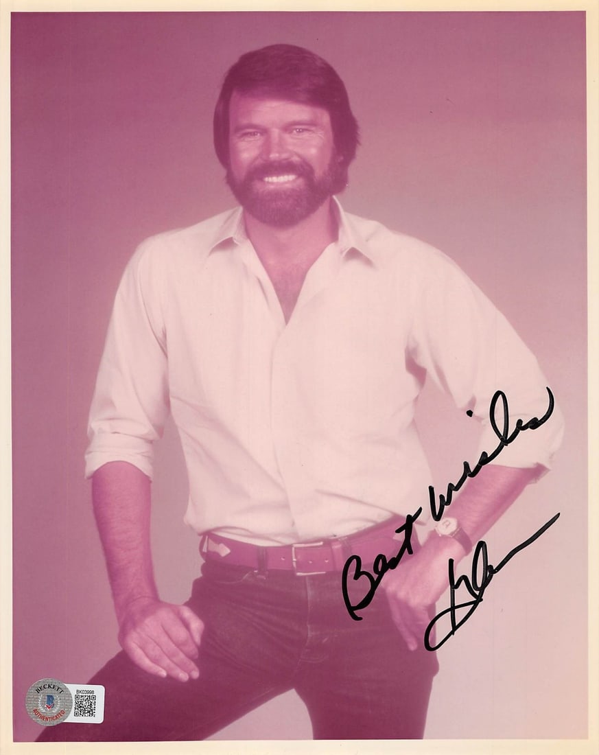 Glen Campbell Signed 8x10 Photo with Best Wishes Beckett Authenticated (1 of 3)
