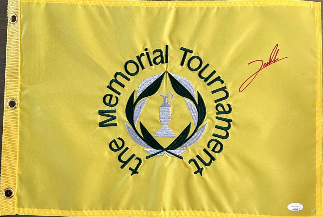 Jon Rahm Signed Memorial Tournament Pin Flag JSA Authenticated: Jon Rahm Signed Memorial Tournament Pin Flag JSA Authenticated Official Memorial Tournament Pin Flag, beautifully signed by golf star Jon Rahm. This item is authenticated by James Spence Authenticatio
