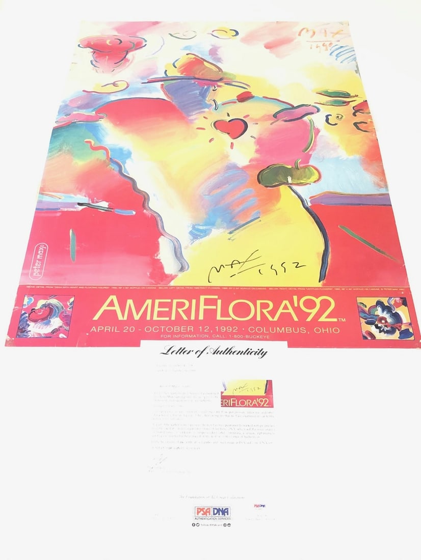 Peter Max Signed AmeriFlora'92 Poster 24x34 PSA/DNA Authenticated (1 of 8)