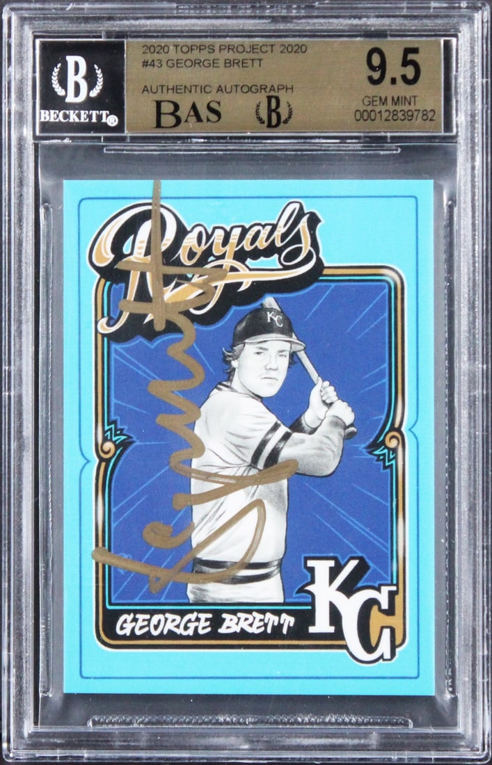 George Brett Signed Kansas City Royals Topps Project 2020 #43 Card 9.5 Auto BAS Slabbed (1 of 2)