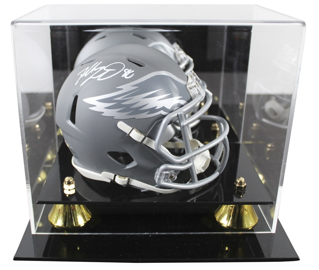 Dallas Goedert Signed Philadelphia Eagles Mini Helmet with Case: Dallas Goedert Signed Philadelphia Eagles Mini Helmet with Case This authentic autographed alternate slate speed mini helmet is a must-have for any fan of the Philadelphia Eagles. Personally signed by