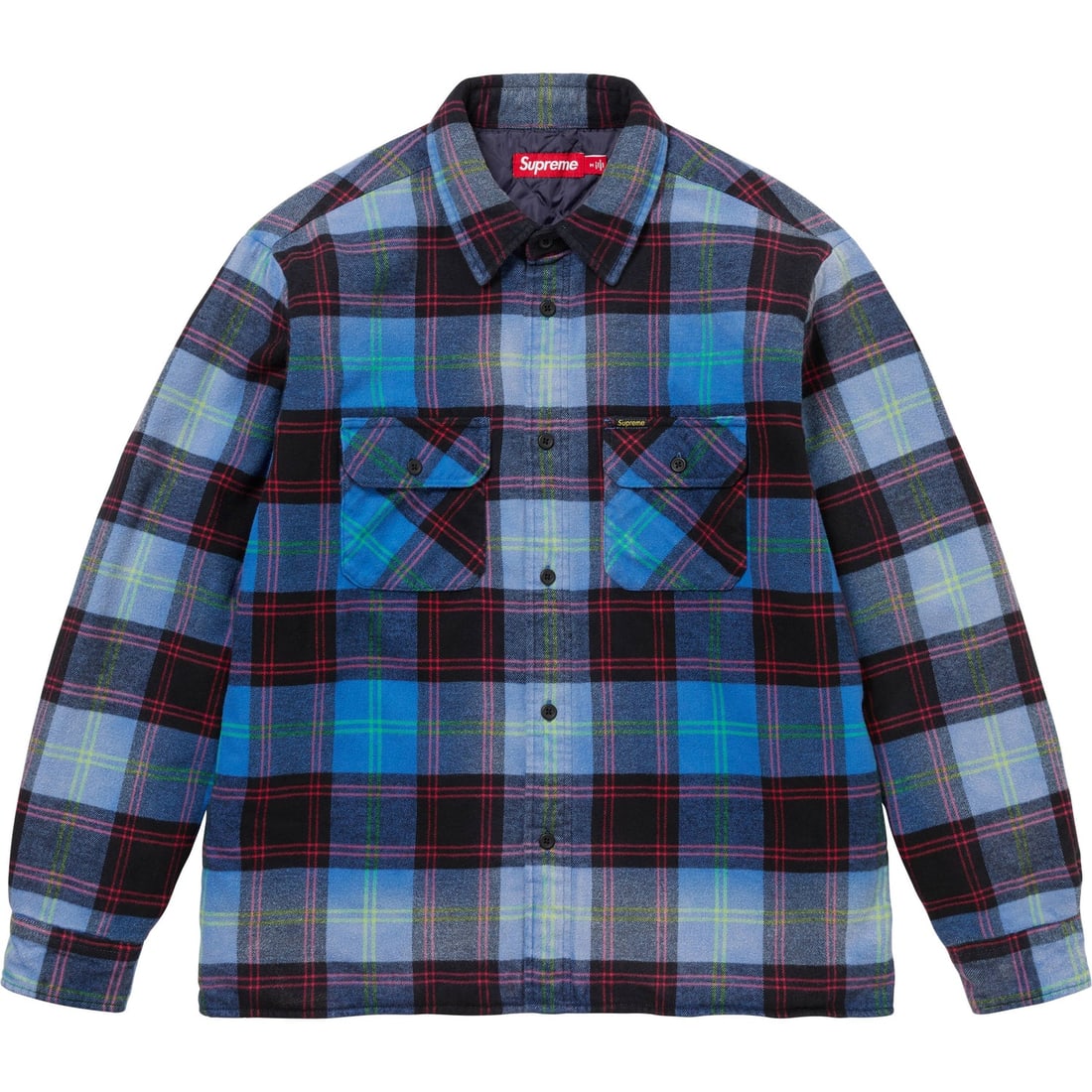 Authentic Supreme Quilted Blue Plaid Flannel Shirt (1 of 3)
