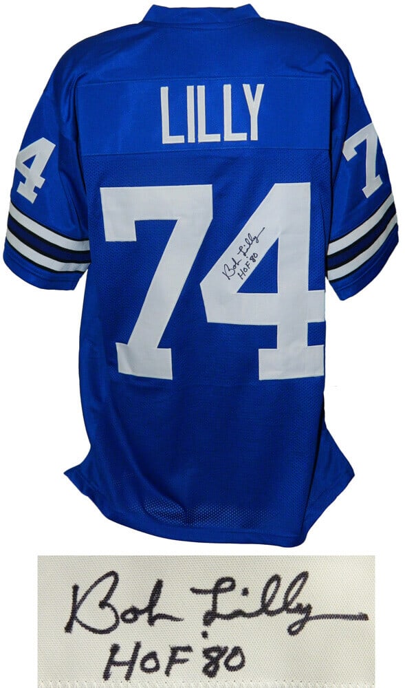 Bob Lilly Signed Dallas Cowboys Blue Jersey HOF 80 with COA (1 of 1)