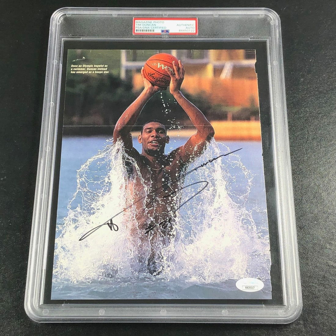 Tim Duncan Autographed Magazine Page PSA Certified San Antonio Spurs: Tim Duncan Autographed Magazine Page PSA Certified San Antonio Spurs This professional magazine page features the autograph of basketball legend Tim Duncan, renowned for his career with the San Antoni