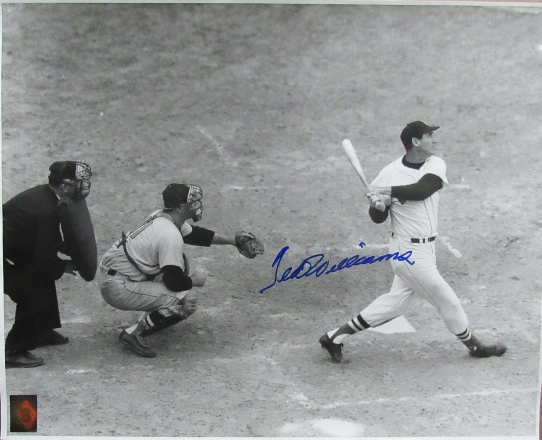 Ted Williams HOF Autographed 16x20 B/W Photo with Green Diamond Hologram (1 of 3)