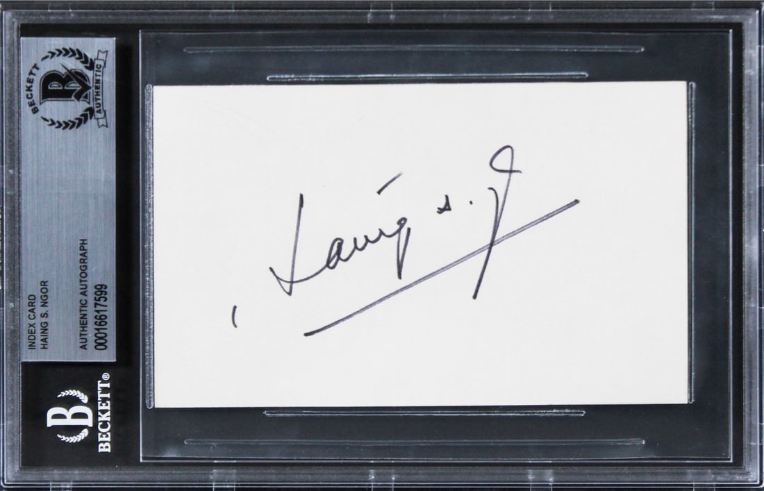 Haing S. Ngor Signed 3x5 Index Card The Killing Fields BAS Certified: Haing S. Ngor Signed 3x5 Index Card The Killing Fields BAS Certified This authentic 3x5 index card features the signature of Haing S. Ngor, renowned for his role in "The Killing Fields." The item is s