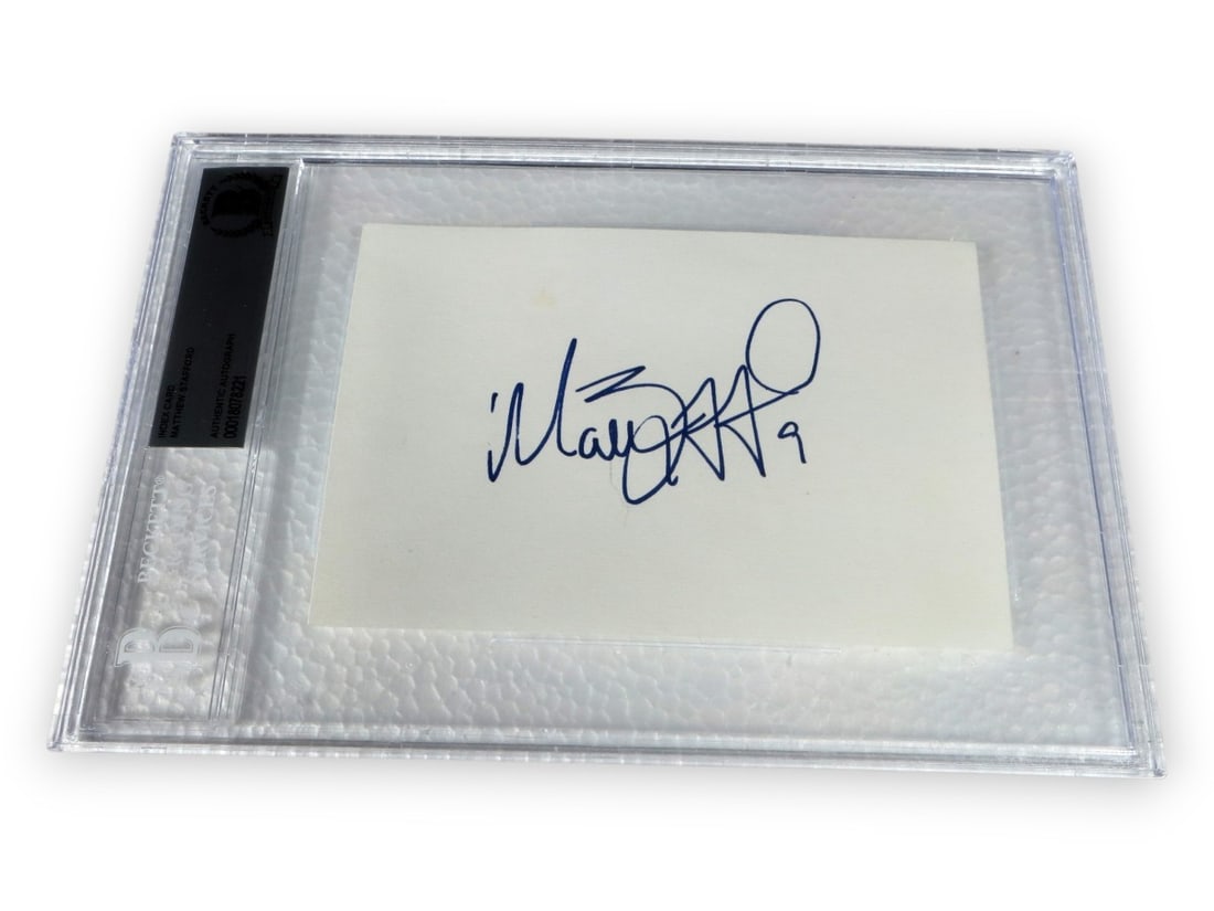 Matthew Stafford Autographed Index Card Los Angeles Rams Beckett Authenticated (1 of 3)