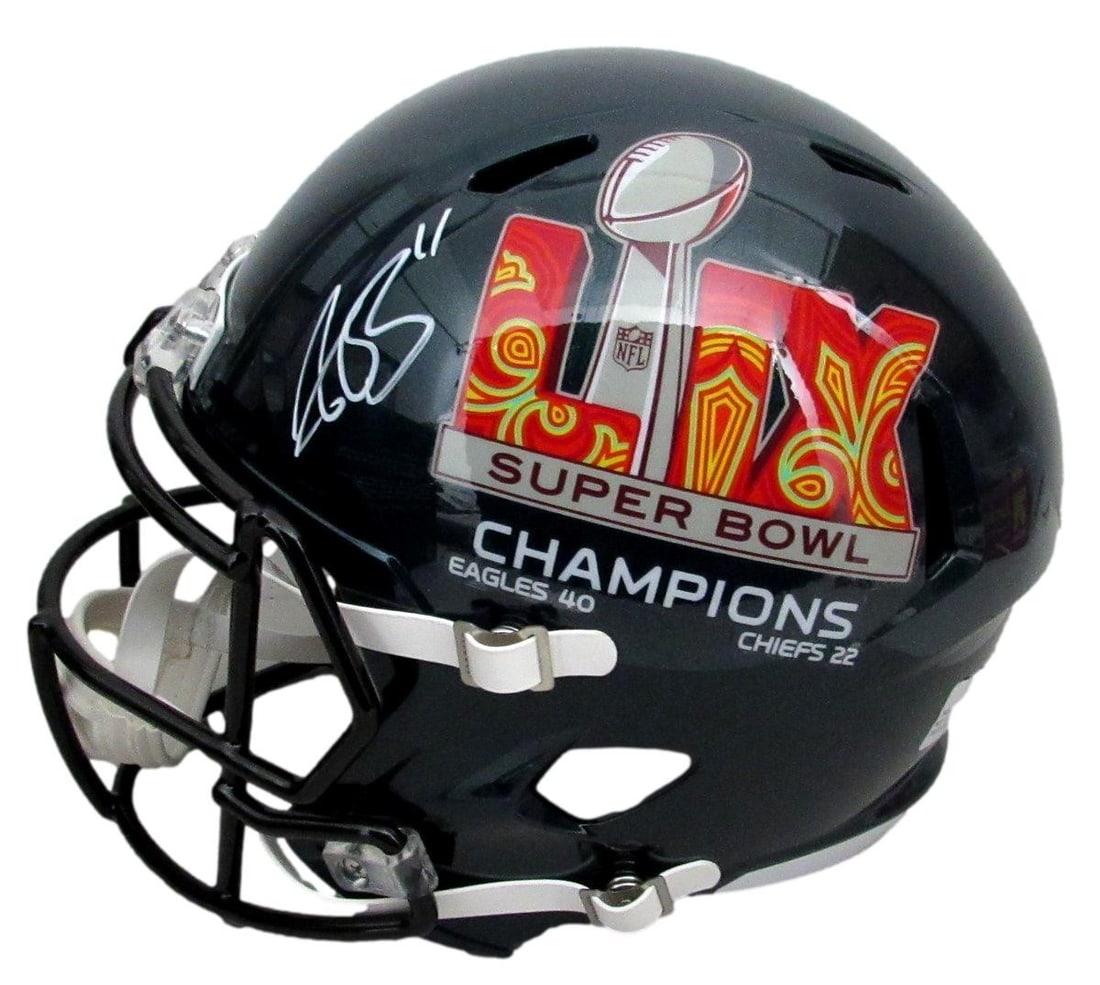 A.J. Brown Autographed Full Size Replica SB LIX Helmet Eagles BAS Authenticated (1 of 6)