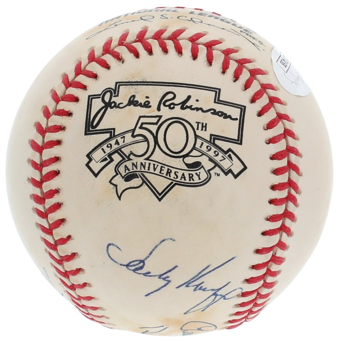 Sandy Koufax Signed Jackie Robinson Baseball with JSA COA Dodgers Legends (1 of 5)