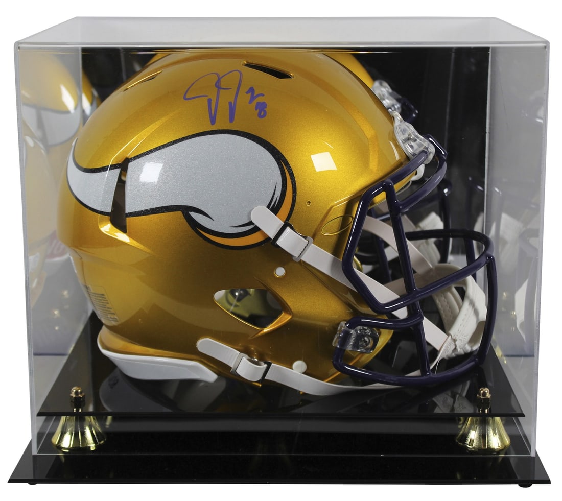 Justin Jefferson Autographed Vikings Flash Helmet with Beckett Authentication: Justin Jefferson Autographed Vikings Flash Helmet with Beckett Authentication Own a piece of NFL history with this autographed Justin Jefferson Flash Full Size Speed Proline Helmet, personally signed