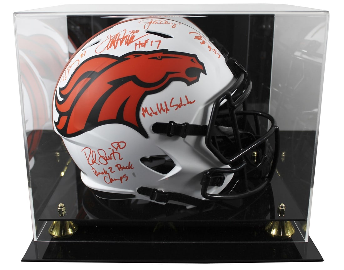Denver Broncos Signed Lunar F/S Speed Helmet with Elway Sharpe Davis Smith McCaffrey BAS (1 of 4)