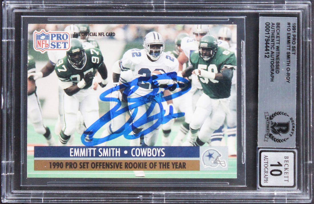 Emmitt Smith Signed 1991 Pro Set #1O Card Gem Mint 10 Beckett Slabbed (1 of 2)