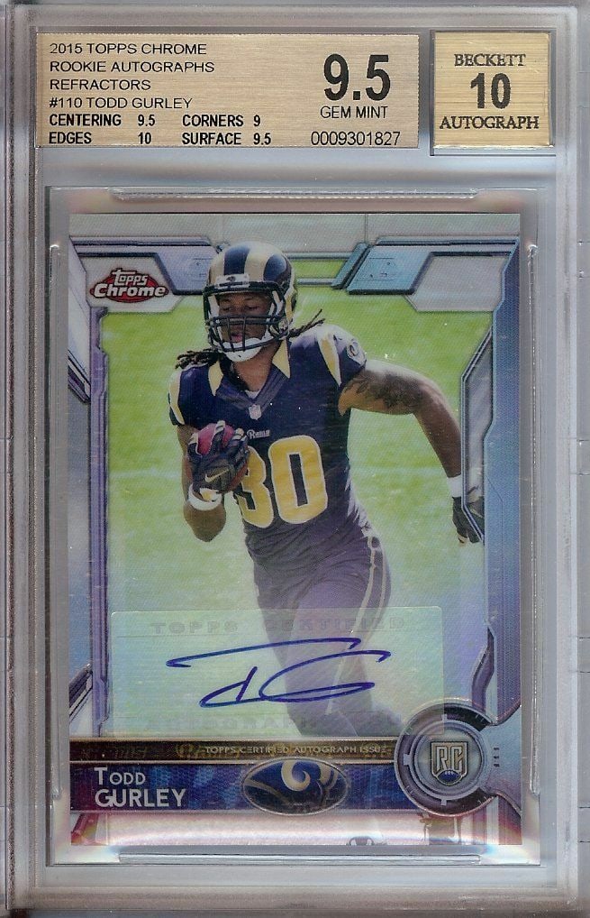 Todd Gurley 2015 Topps Chrome RC Refractor Auto BGS 9.5 Gem Mint /150 #110 (1 of 2)