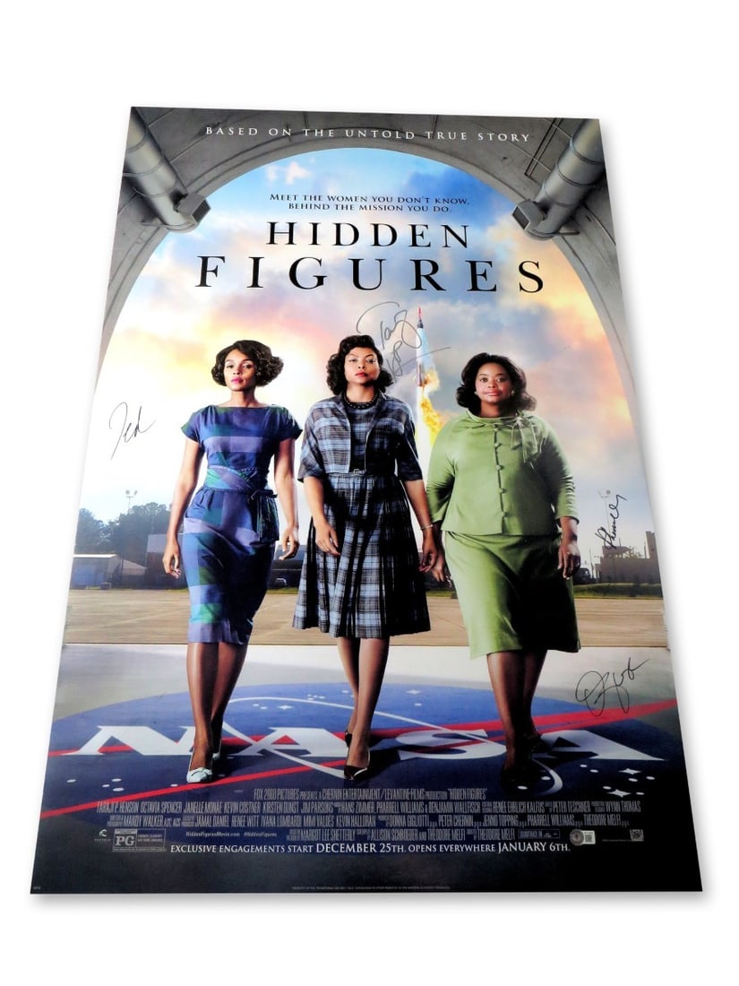 Hidden Figures Multi Signed 27x40 Poster Henson Spencer Melfi BAS Authenticated (1 of 2)