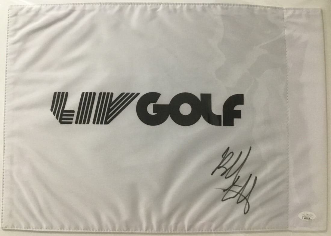 Bubba Watson Signed LIV Golf Flag JSA Authenticated: Bubba Watson Signed LIV Golf Flag JSA Authenticated This is an official LIV Golf pin flag signed by renowned golfer Bubba Watson. The signature is authenticated by James Spence Authentication (JSA) wi