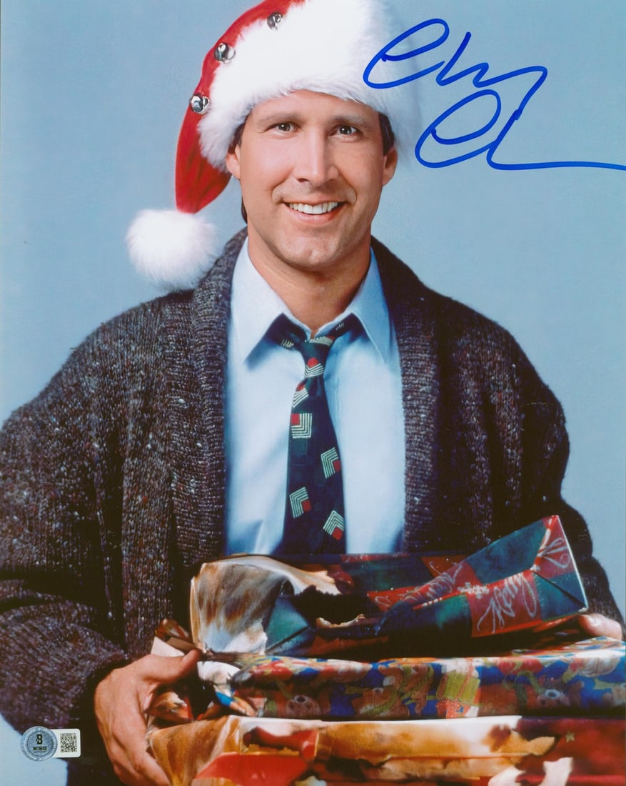 Chevy Chase Signed 11x14 Santa Hat Photo National Lampoon BAS Authenticated (1 of 3)