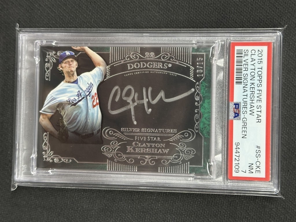 Clayton Kershaw 2015 Topps Five Star Green Silver Signatures PSA 7 #SS-CKE (1 of 2)