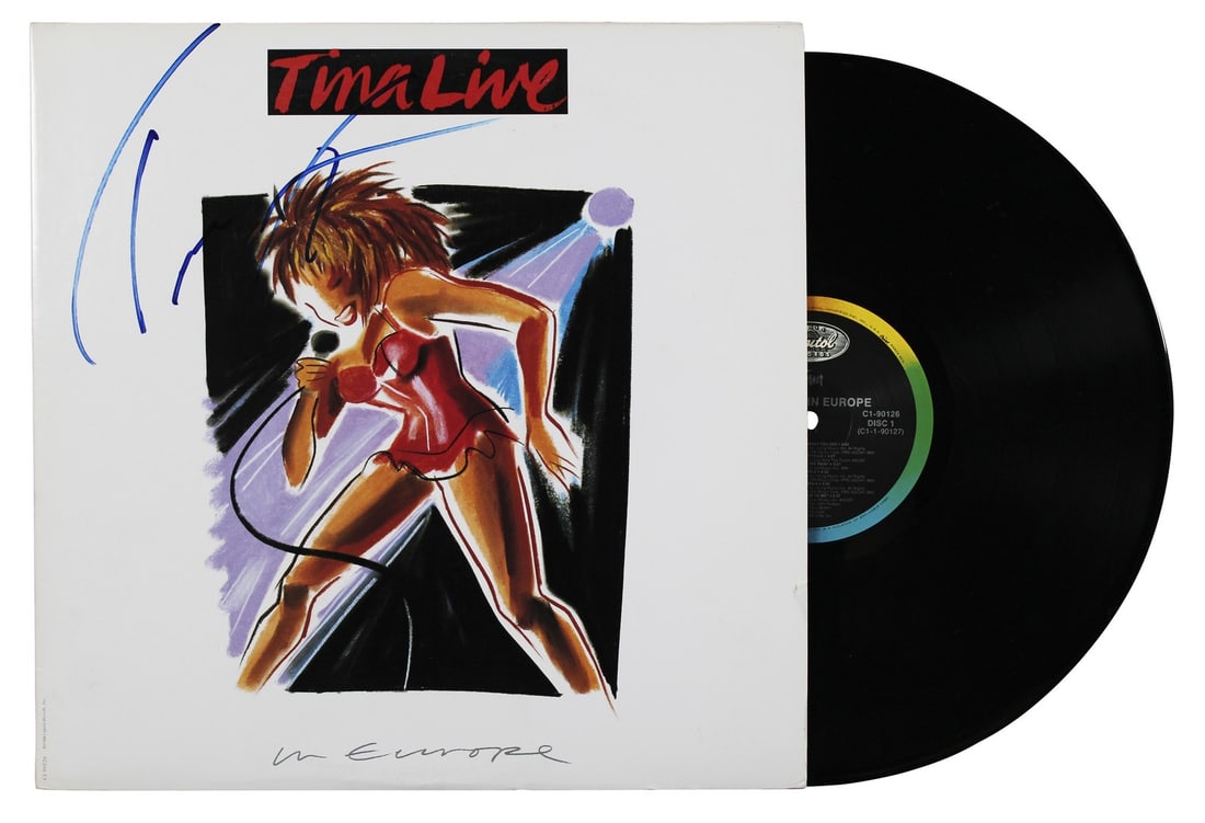 Tina Turner Signed Live in Europe Album Cover with Vinyl Beckett Authenticated (1 of 6)