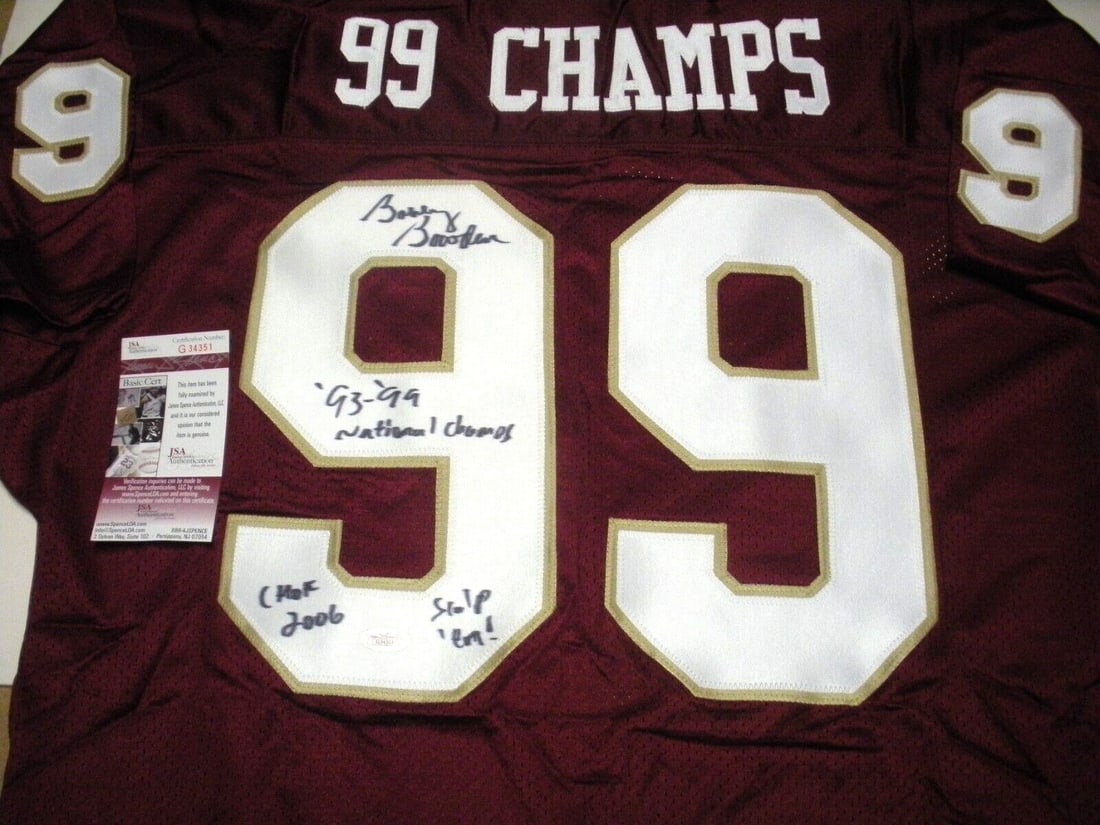 Bobby Bowden Signed Florida State Seminoles Jersey JSA COA: Bobby Bowden Signed Florida State Seminoles Jersey JSA COA Celebrate the legacy of Bobby Bowden with this original Florida State Seminoles jersey, signed by the legendary coach himself. This pre-owned