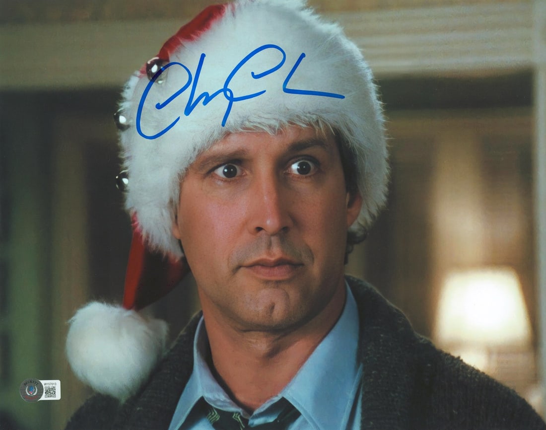 Chevy Chase Signed 11x14 Santa Hat Photo National Lampoon BAS Authenticated (1 of 3)