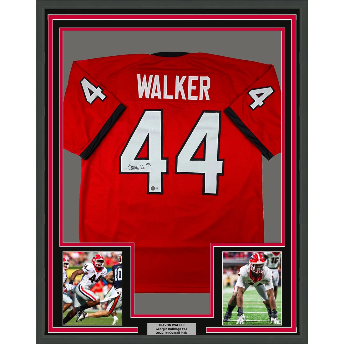 Framed Signed Travon Walker Georgia Bulldogs Jersey with BAS COA: Framed Signed Travon Walker Georgia Bulldogs Jersey with BAS COA Showcase your team spirit with this professionally framed and autographed Travon Walker Georgia Bulldogs jersey. Measuring 33"x42", thi