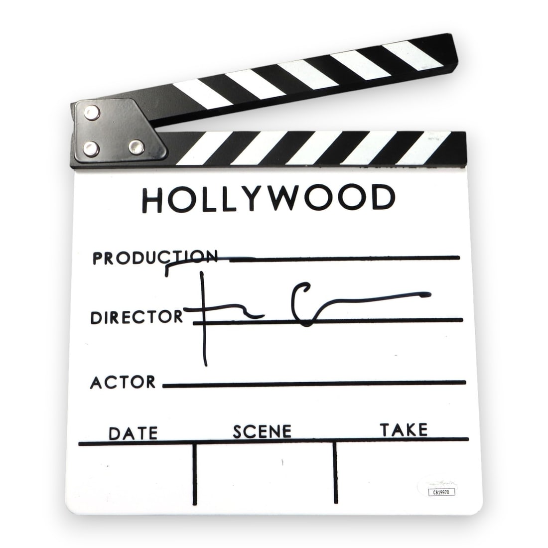 Francis Ford Coppola Signed The Godfather Clapper JSA Authentic: Francis Ford Coppola Signed The Godfather Clapper JSA Authentic This remarkable item features an authentic autograph from legendary filmmaker Francis Ford Coppola on a movie clapper from his iconic fi