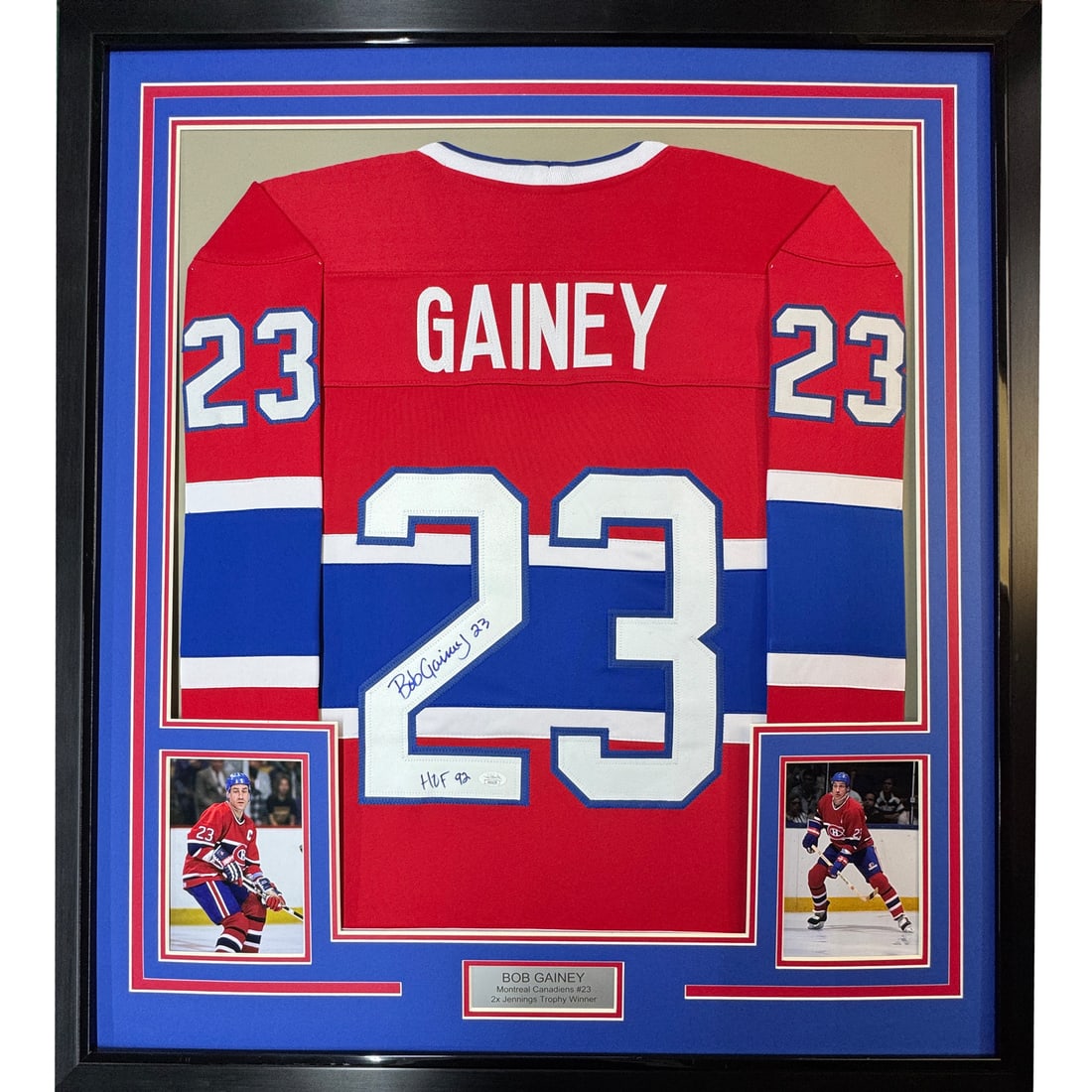 Framed Signed Bob Gainey Montreal Canadiens Jersey JSA COA 35x39 (1 of 2)