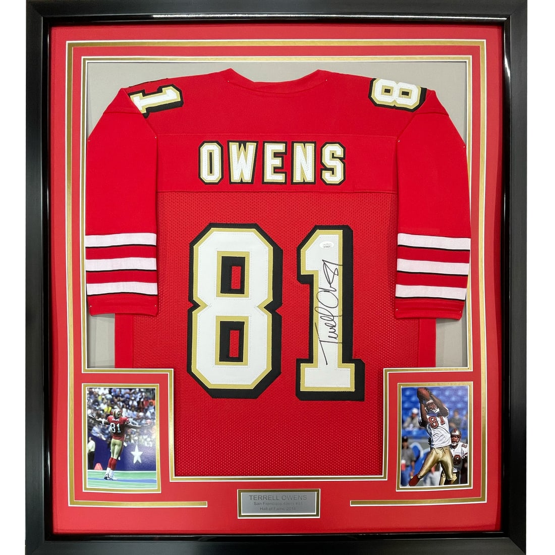 Framed Terrell Owens Autographed Jersey 33x42 San Francisco 49ers JSA COA (1 of 2)