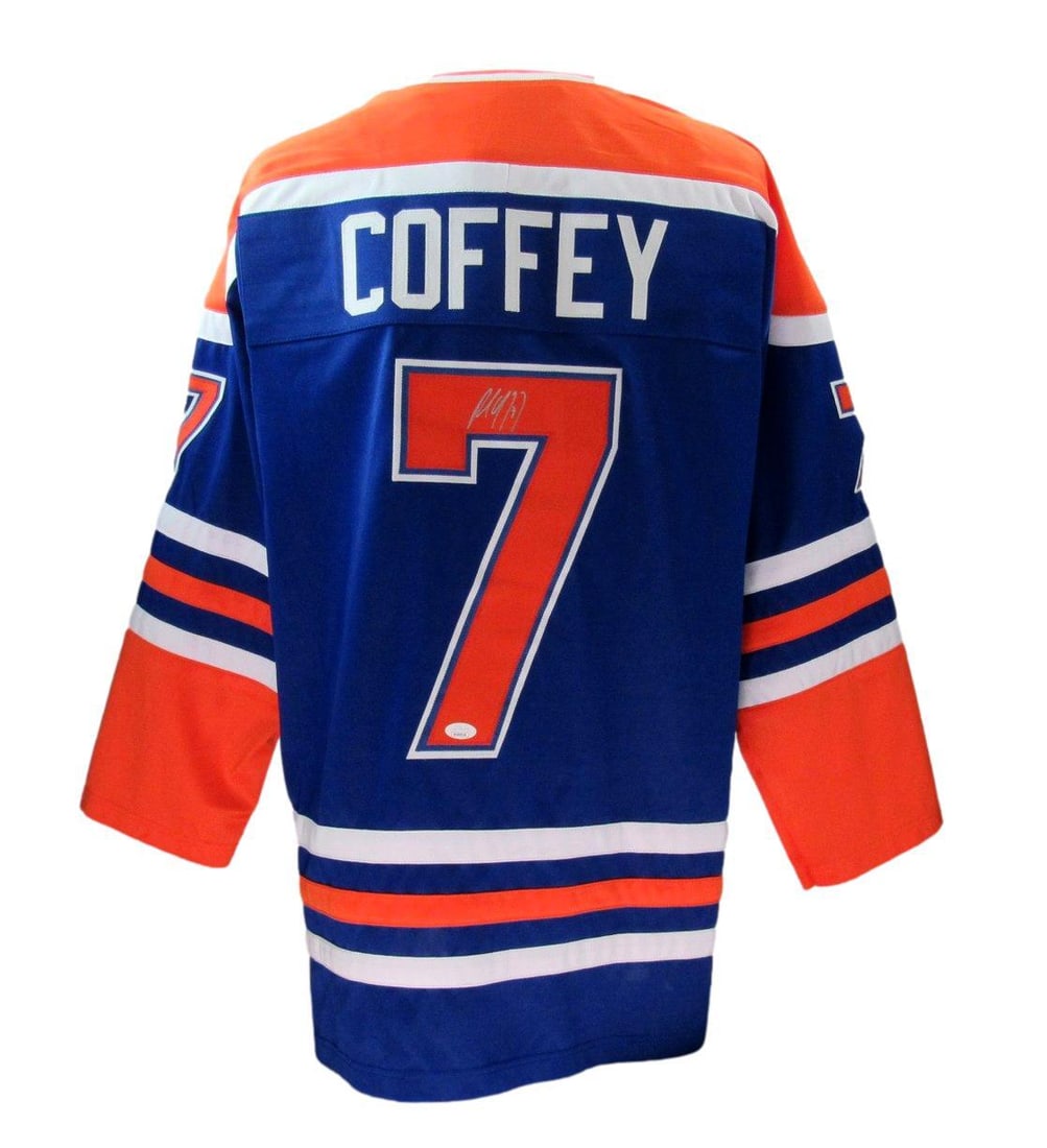 Paul Coffey Signed Custom Blue Jersey Edmonton Oilers JSA Certified (1 of 5)
