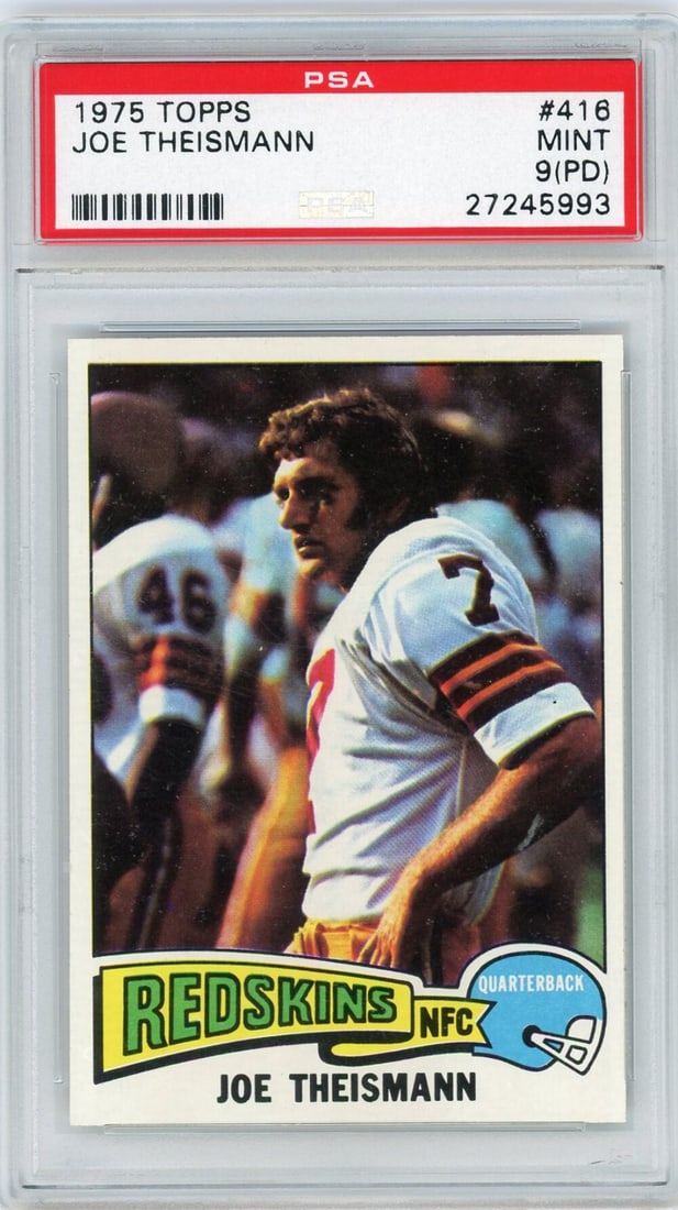 1975 Topps Joe Theismann Rookie Football Card PSA 9 Mint Authentic (1 of 2)