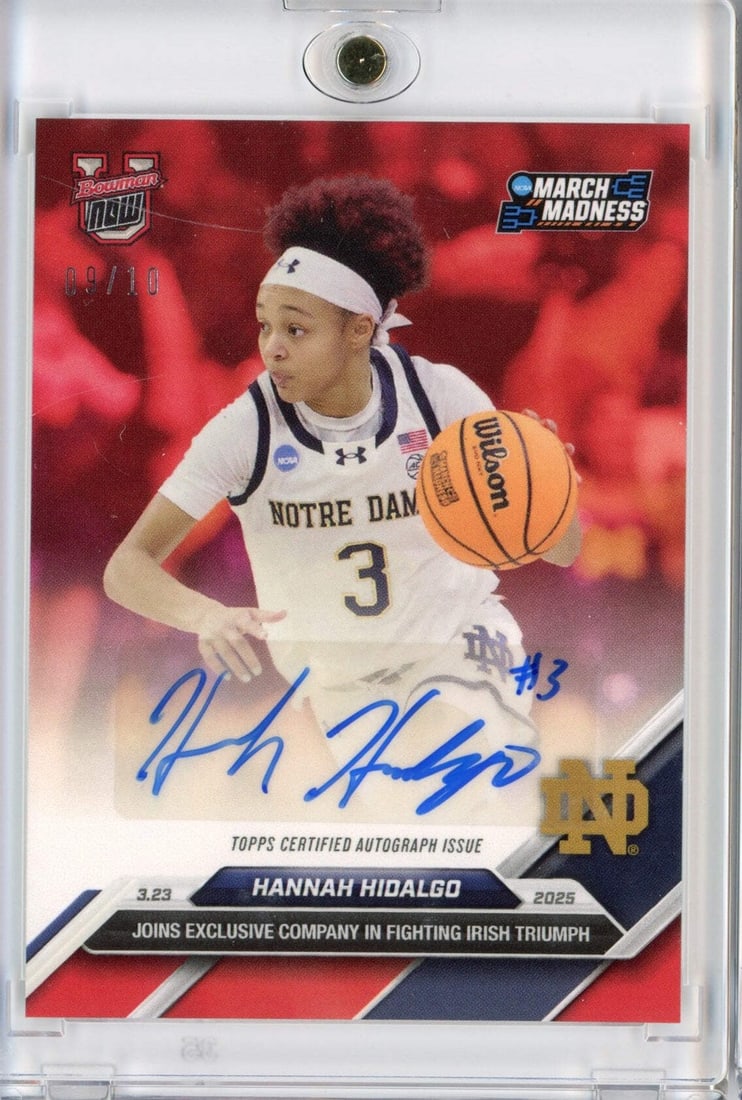 2024 Topps Bowman U Now Hannah Hidalgo Red Auto /10 Rookie Card: 2024 Topps Bowman U Now Hannah Hidalgo Red Auto /10 Rookie Card This is a rare and authentic 2024 Topps Bowman U Now Hannah Hidalgo #99A Red Autograph, limited to just 10 copies. This rookie basketbal