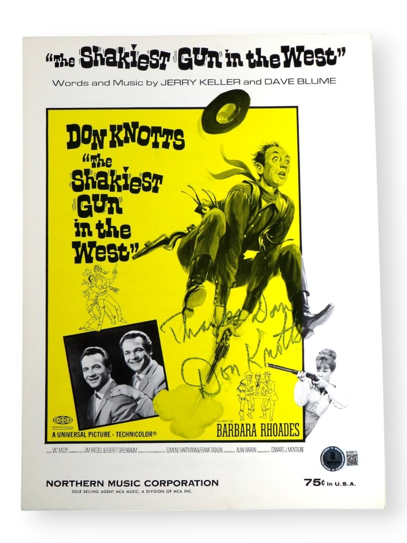 Don Knotts Autographed Lyric Sheet The Shakiest Gun BAS Certified (1 of 3)