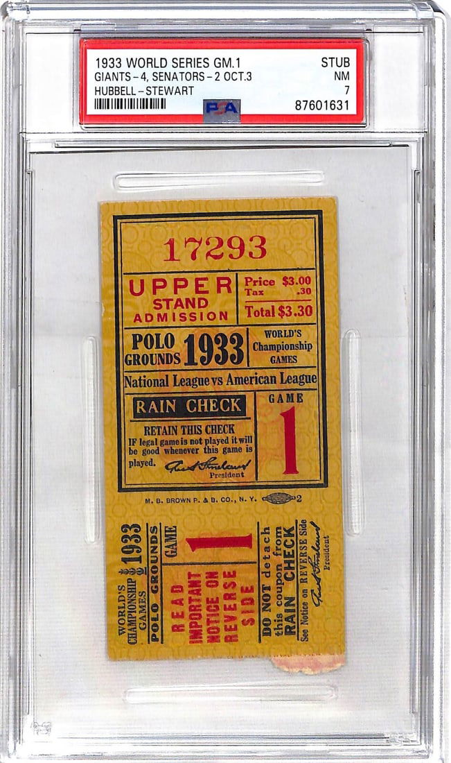 1933 World Series Game 1 Ticket Senators vs Giants PSA 7 Vintage (1 of 3)