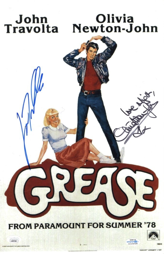 John Travolta Olivia Newton John Dual Signed 11X17 Photo Grease JSA Authenticated (1 of 2)