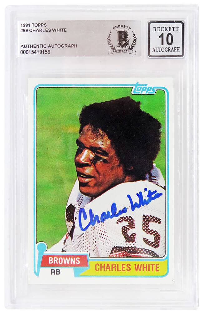 Charles White Signed 1981 Topps Football Rookie Card #69 Beckett Auto 10 (1 of 2)