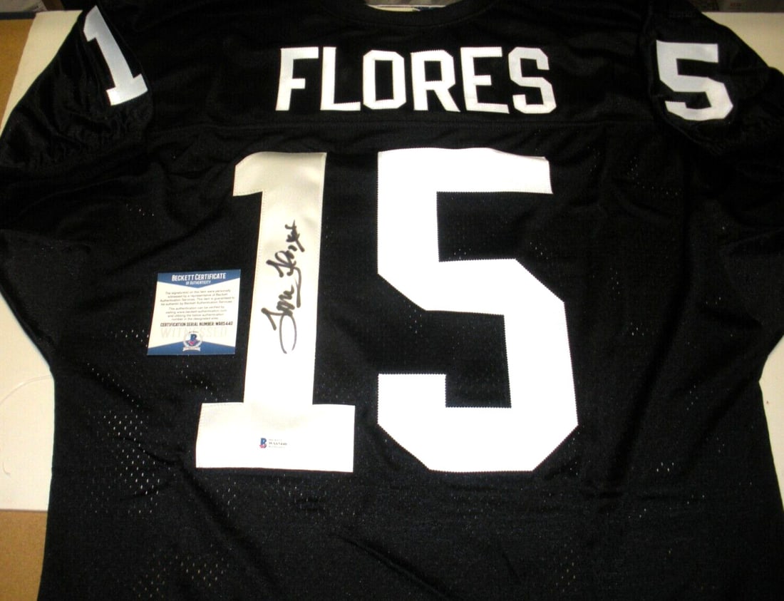 Tom Flores Oakland Raiders Signed Wilson Jersey with Beckett COA (1 of 2)