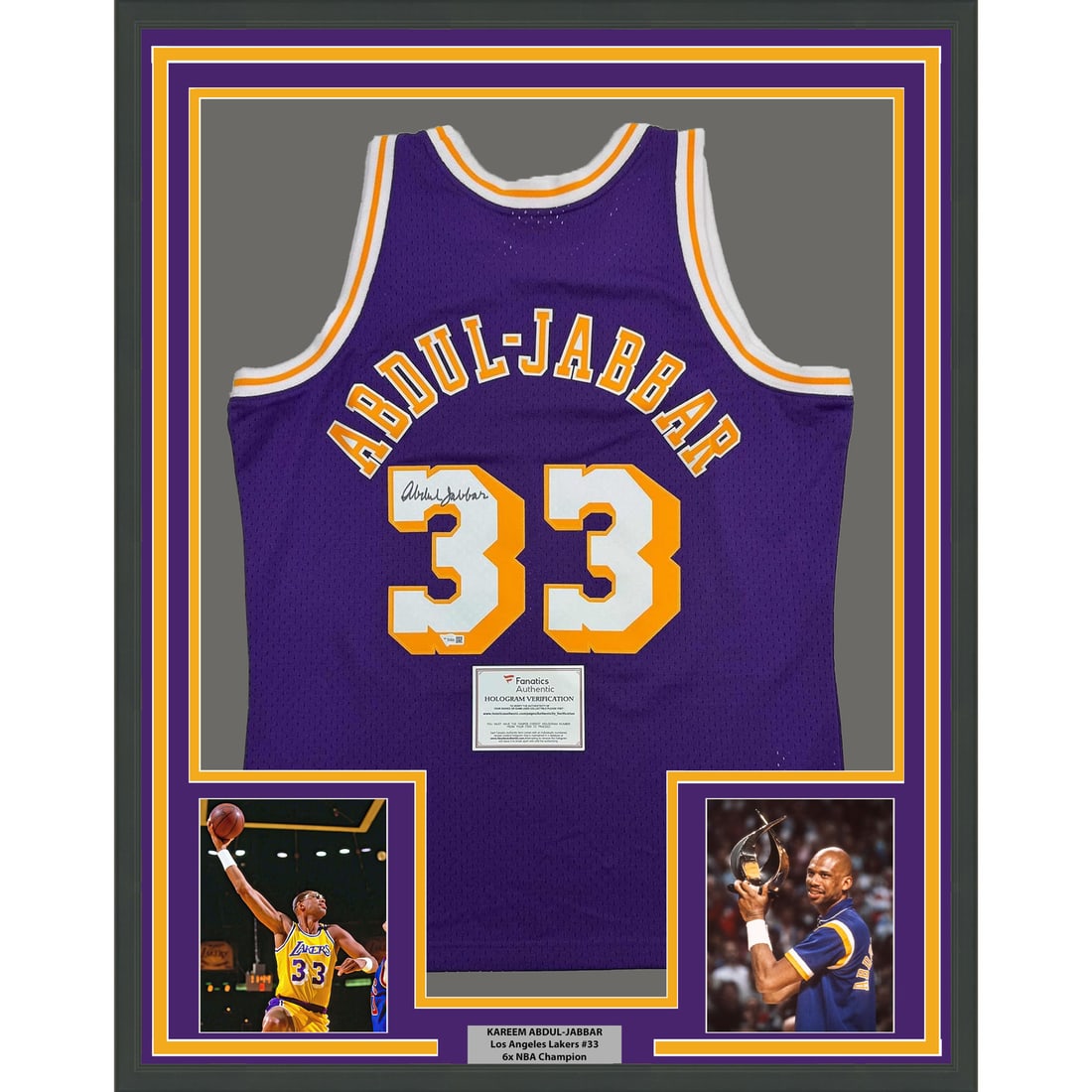 Framed Autographed Kareem Abdul-Jabbar Jersey with Fanatics COA (1 of 2)