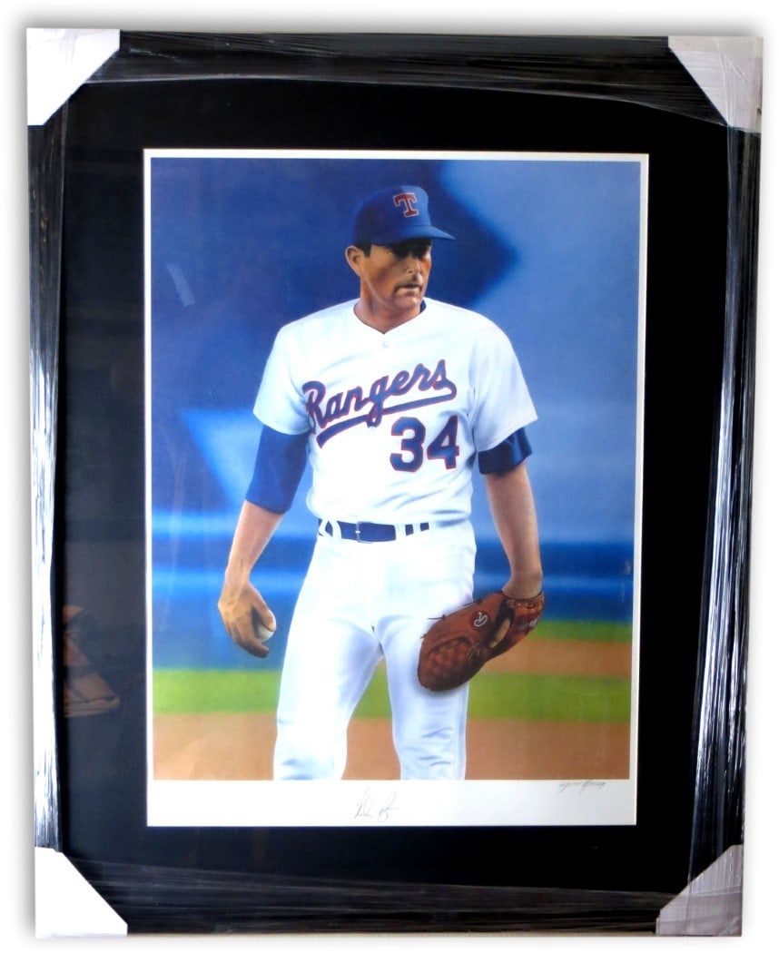 Nolan Ryan Autographed Framed Lithograph Texas Rangers JSA Authenticated 29 x 36 (1 of 5)