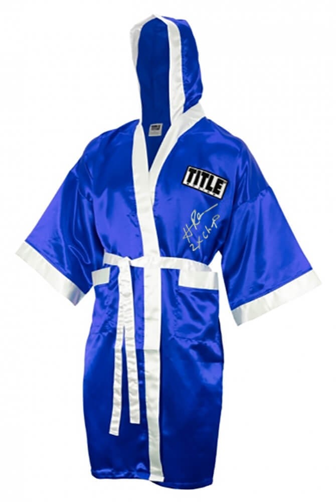 Hasim Rahman Signed Blue White Boxing Robe 2x Champ COA (1 of 1)