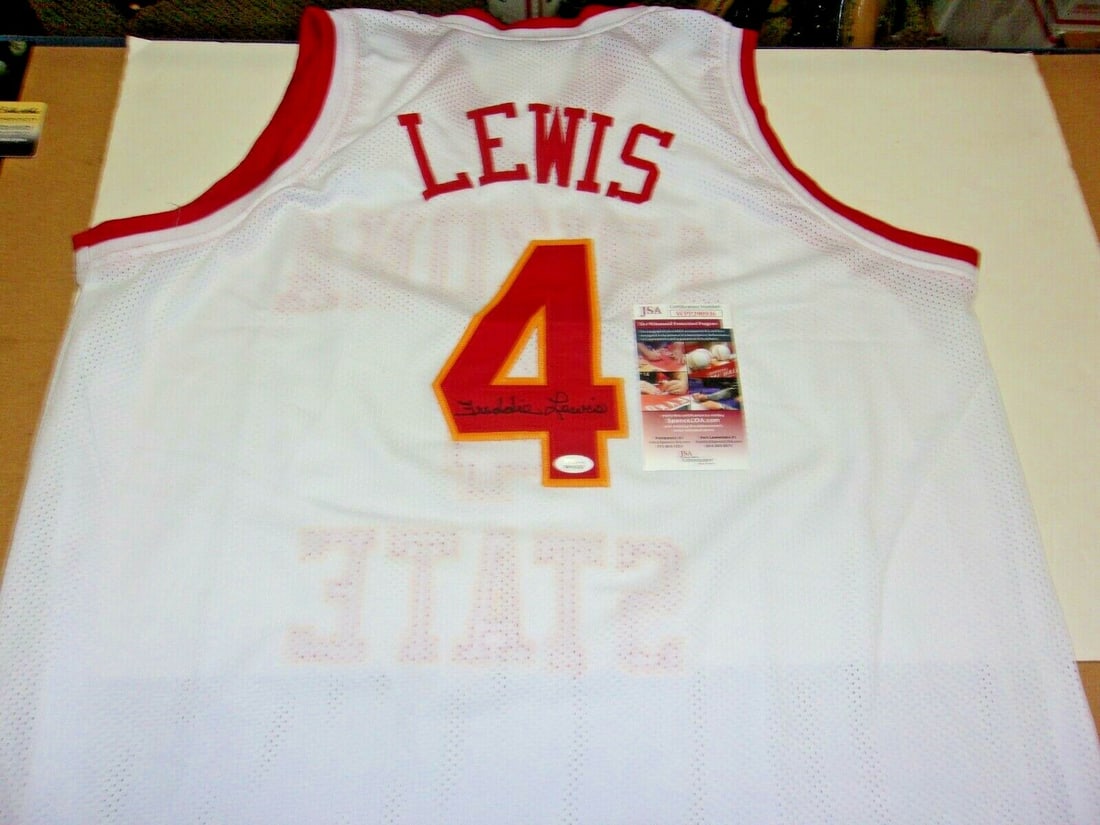 Freddie Lewis Signed Jersey 3X ABA Champion JSA COA Arizona State Pacers (1 of 2)