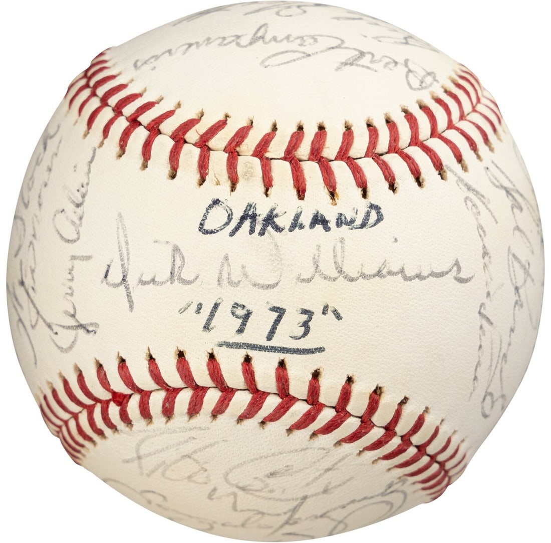 1973 Oakland Athletics Team Signed Baseball JSA Beckett Authenticated (1 of 10)