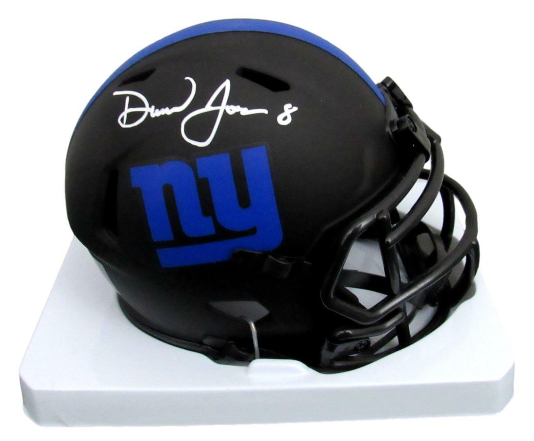 Daniel Jones Autographed New York Giants Eclipse Black Mini Helmet BAS (1 of 5)