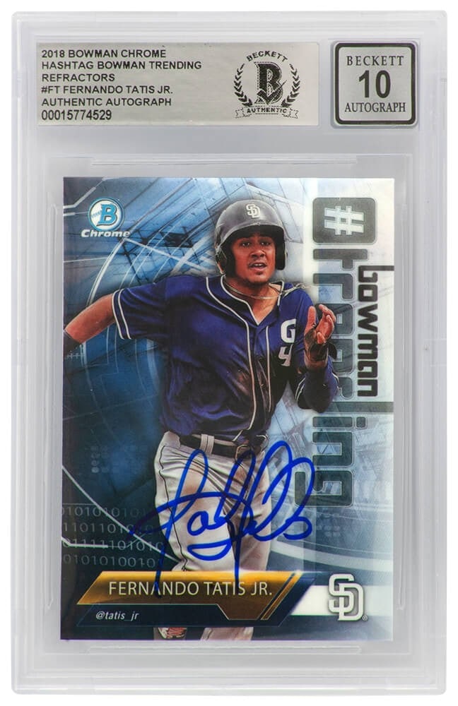 Fernando Tatis Jr. Signed Padres 2018 Bowman Chrome Auto 10 Beckett (1 of 2)